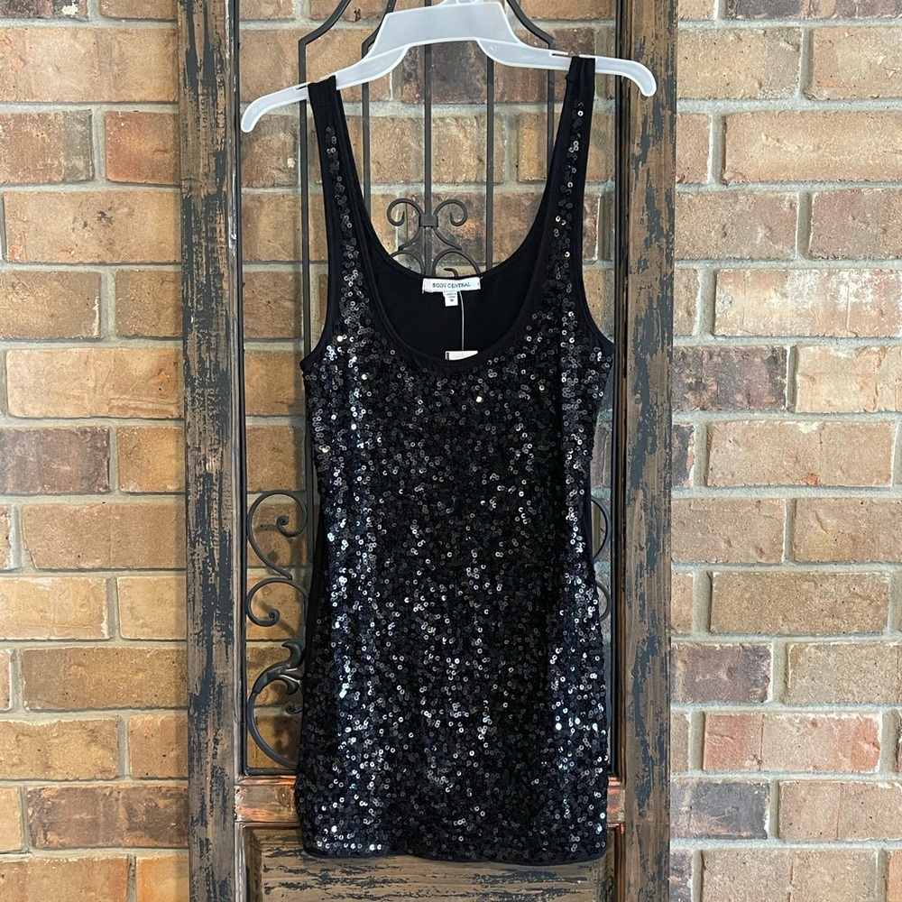 Body Central Black Sequin Tank Top NWT